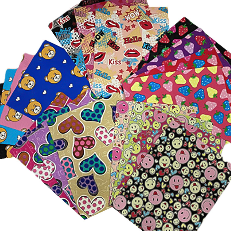 Kulit buatan bercetak berwarna untuk beg